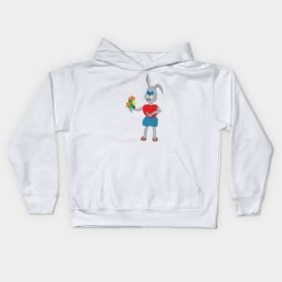 Rabbit with flowers Kids Hoodie